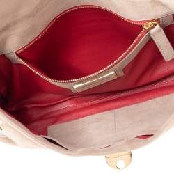 Pre Owned Roberto Cavalli Beige Suede Stitch Detail Turnlock Flap Clutch