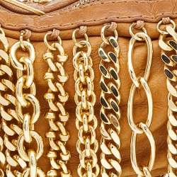 Pre Owned Roberto Cavalli Brown Leather Chain Link Baguette