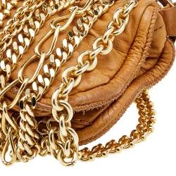 Pre Owned Roberto Cavalli Brown Leather Chain Link Baguette