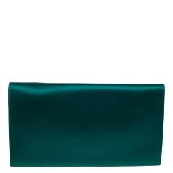 Pre Owned حقيبة كلتش روبرتو كافالي مزخرفة نحلة ساتان خضراء 