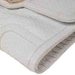 Pre Owned حقيبة كلتش روبرتو كافالي  جلد ثعبان بيضاء بالشعار