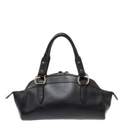 Pre Owned Roberto Cavalli Black Leather Front Pocket Satchel