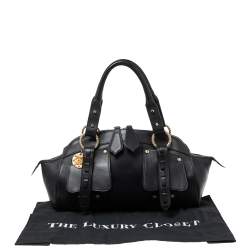 Pre Owned Roberto Cavalli Black Leather Front Pocket Satchel