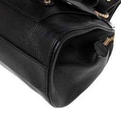 Pre Owned Roberto Cavalli Black Leather Front Pocket Satchel
