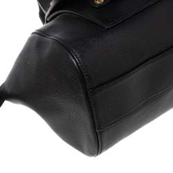 Pre Owned Roberto Cavalli Black Leather Front Pocket Satchel