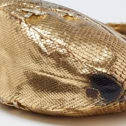 Pre Owned Roberto Cavalli Gold Python Hobo