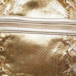 Pre Owned Roberto Cavalli Gold Python Hobo