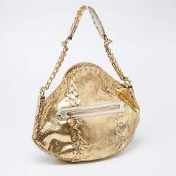 Pre Owned Roberto Cavalli Gold Python Hobo