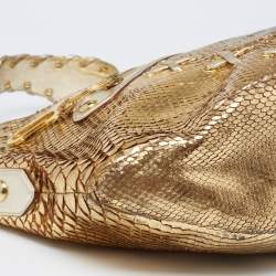 Pre Owned Roberto Cavalli Gold Python Hobo