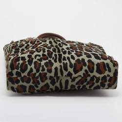 مملوكة مسبقًا حقيبة يد روبرتو كافالي شعر عجل نقشة فهد وجلد متعددة الألوان 