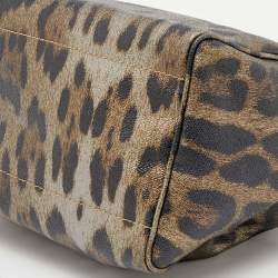 Roberto Cavalli Brown Leopard Print Coated Canvas and Leather Satchel