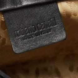 Pre Owned Roberto Cavalli Black Leather Fringed Hobo