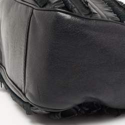 Pre Owned Roberto Cavalli Black Leather Fringed Hobo