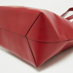 مملوكة مسبقًا حقيبة يد توتس روبرتو كافالي شوبر  جلد أحمر بالشعار وقلاب 