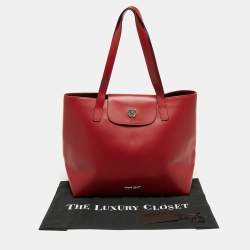 مملوكة مسبقًا حقيبة يد توتس روبرتو كافالي شوبر  جلد أحمر بالشعار وقلاب 