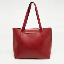 مملوكة مسبقًا حقيبة يد توتس روبرتو كافالي شوبر  جلد أحمر بالشعار وقلاب 