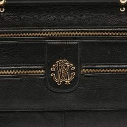 مملوكة مسبقًا Roberto Cavalli Black Leather Zip Detail Chain Shoulder Bag