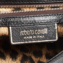 مملوكة مسبقًا Roberto Cavalli Black Leather Zip Detail Chain Shoulder Bag