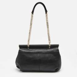 مملوكة مسبقًا Roberto Cavalli Black Leather Zip Detail Chain Shoulder Bag