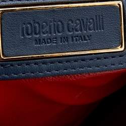 مملوكة مسبقًا Roberto Cavalli Blue Leather And Calf Hair Pouch