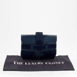 مملوكة مسبقًا Roberto Cavalli Blue Leather And Calf Hair Pouch