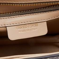 Roberto Cavalli Brown/Beige Python Top Handle Bag