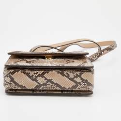 Roberto Cavalli Brown/Beige Python Top Handle Bag