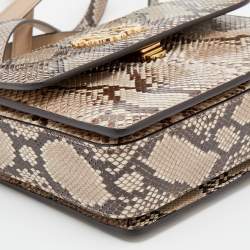 Roberto Cavalli Brown/Beige Python Top Handle Bag