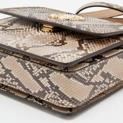 Roberto Cavalli Brown/Beige Python Top Handle Bag