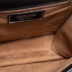 مملوكة مسبقًا حقيبة كتف روبرتو كافالي هيرا جلد وجلد ثعبان أسود/ بني صدئي