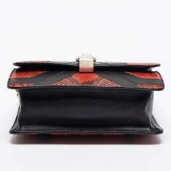 مملوكة مسبقًا حقيبة كتف روبرتو كافالي هيرا جلد وجلد ثعبان أسود/ بني صدئي