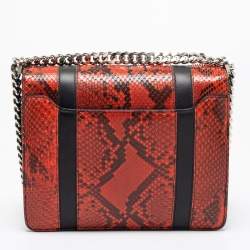 مملوكة مسبقًا حقيبة كتف روبرتو كافالي هيرا جلد وجلد ثعبان أسود/ بني صدئي