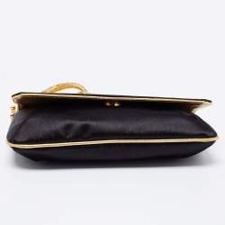مملوكة مسبقًا Roberto Cavalli Black Satin Serpent Bracelet Clutch