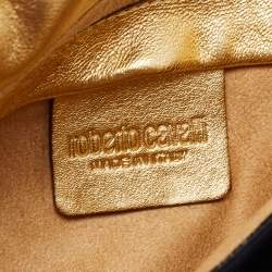 مملوكة مسبقًا Roberto Cavalli Black Satin Serpent Bracelet Clutch