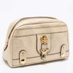 Pre Owned Roberto Cavalli Metallic Leather Pouch