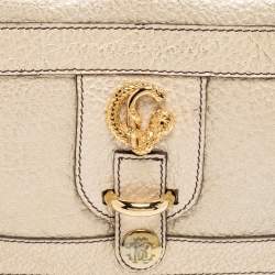 Pre Owned Roberto Cavalli Metallic Leather Pouch