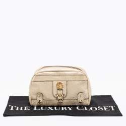 Pre Owned Roberto Cavalli Metallic Leather Pouch