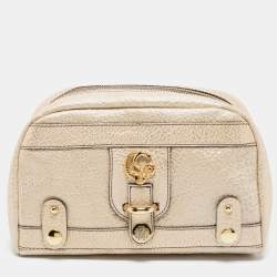 Pre Owned Roberto Cavalli Metallic Leather Pouch