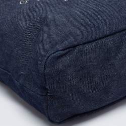 Roberto Cavalli Navy Blue Denim Studded Logo Tote