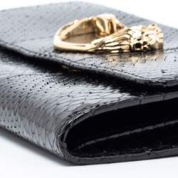 Pre Owned Roberto Cavalli Black Python Wallet On Chain