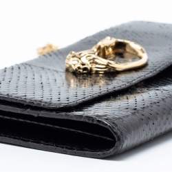 Pre Owned Roberto Cavalli Black Python Wallet On Chain