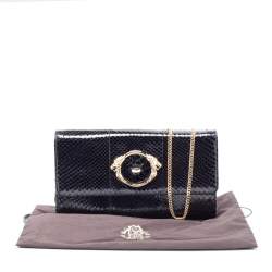 Pre Owned Roberto Cavalli Black Python Wallet On Chain