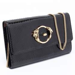 Pre Owned Roberto Cavalli Black Python Wallet On Chain