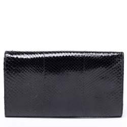 Pre Owned Roberto Cavalli Black Python Wallet On Chain