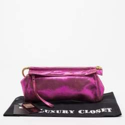 Pre Owned Roberto Cavalli Metallic Pink Frame Clutch