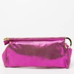 Pre Owned Roberto Cavalli Metallic Pink Frame Clutch