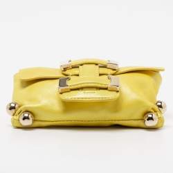 Roberto Cavalli Yellow Leather Flap Clutch