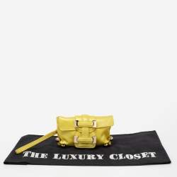 Roberto Cavalli Yellow Leather Flap Clutch