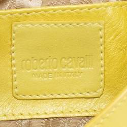 Roberto Cavalli Yellow Leather Flap Clutch