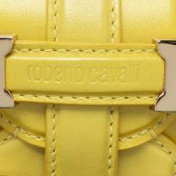 Roberto Cavalli Yellow Leather Flap Clutch